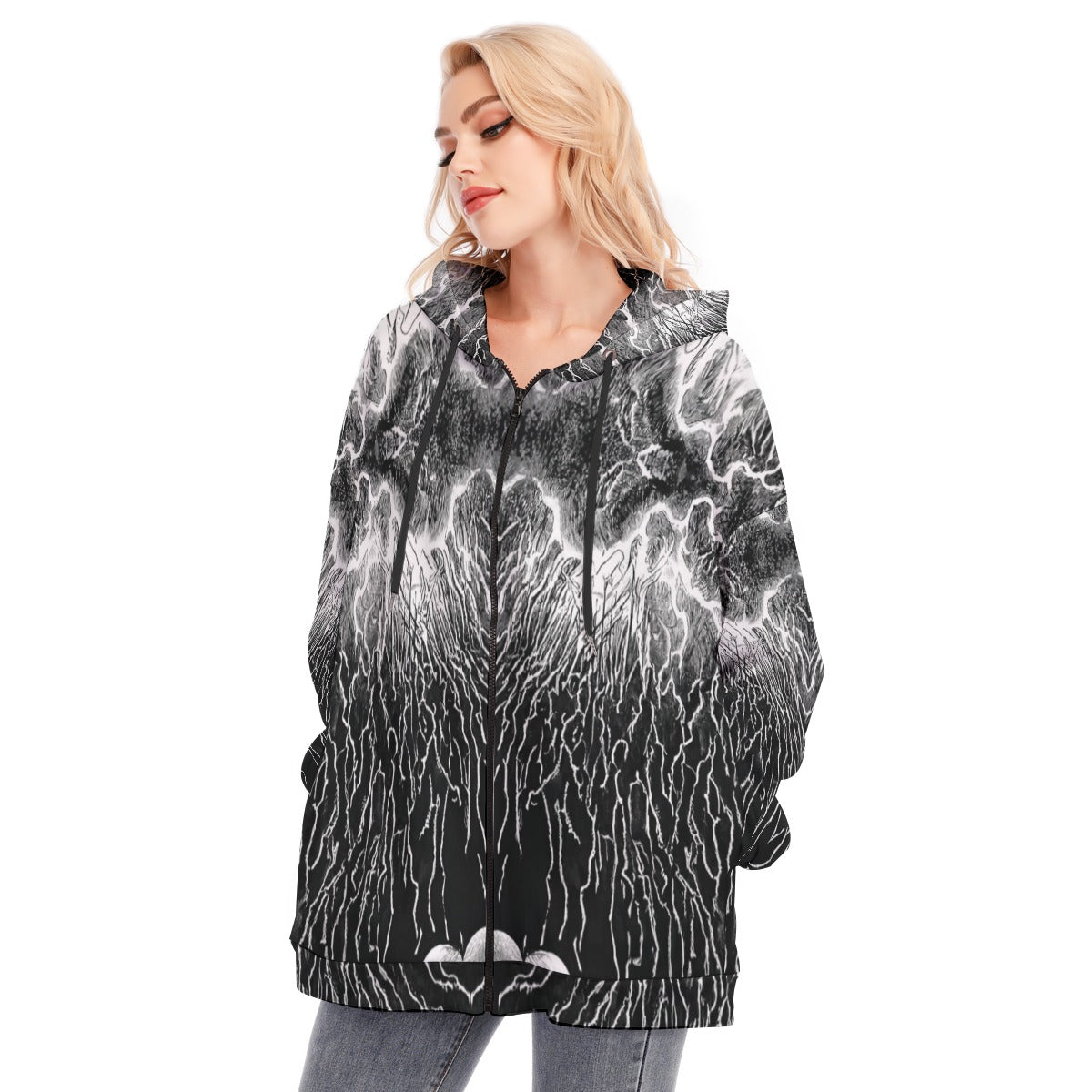 Women's Long Hoodie With Zipper Closure