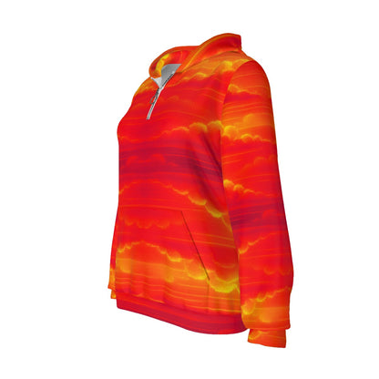 Women's Borg Fleece Hoodie With Half Zip