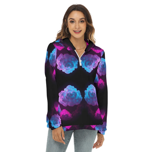 Women's Borg Fleece Hoodie With Half Zip