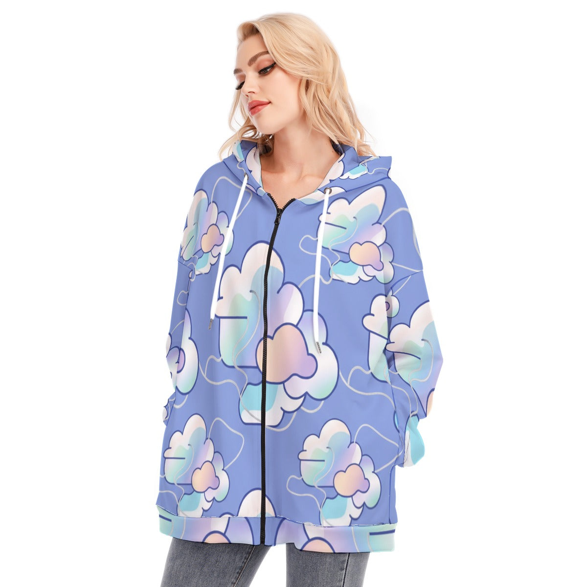 Women's Long Hoodie With Zipper Closure