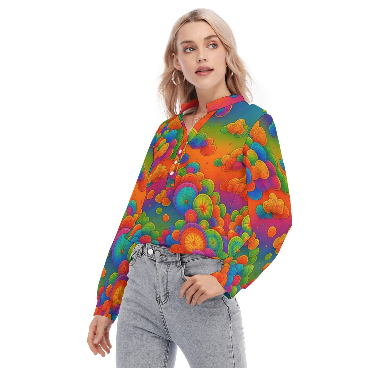 Women's Long Sleeve Blouse With Button Closure