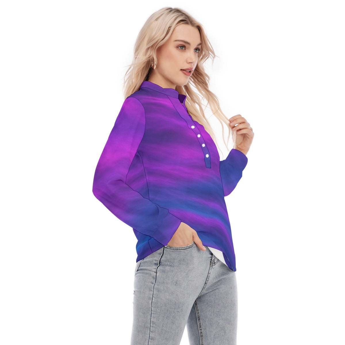 Women's Long Sleeve Blouse With Button Closure