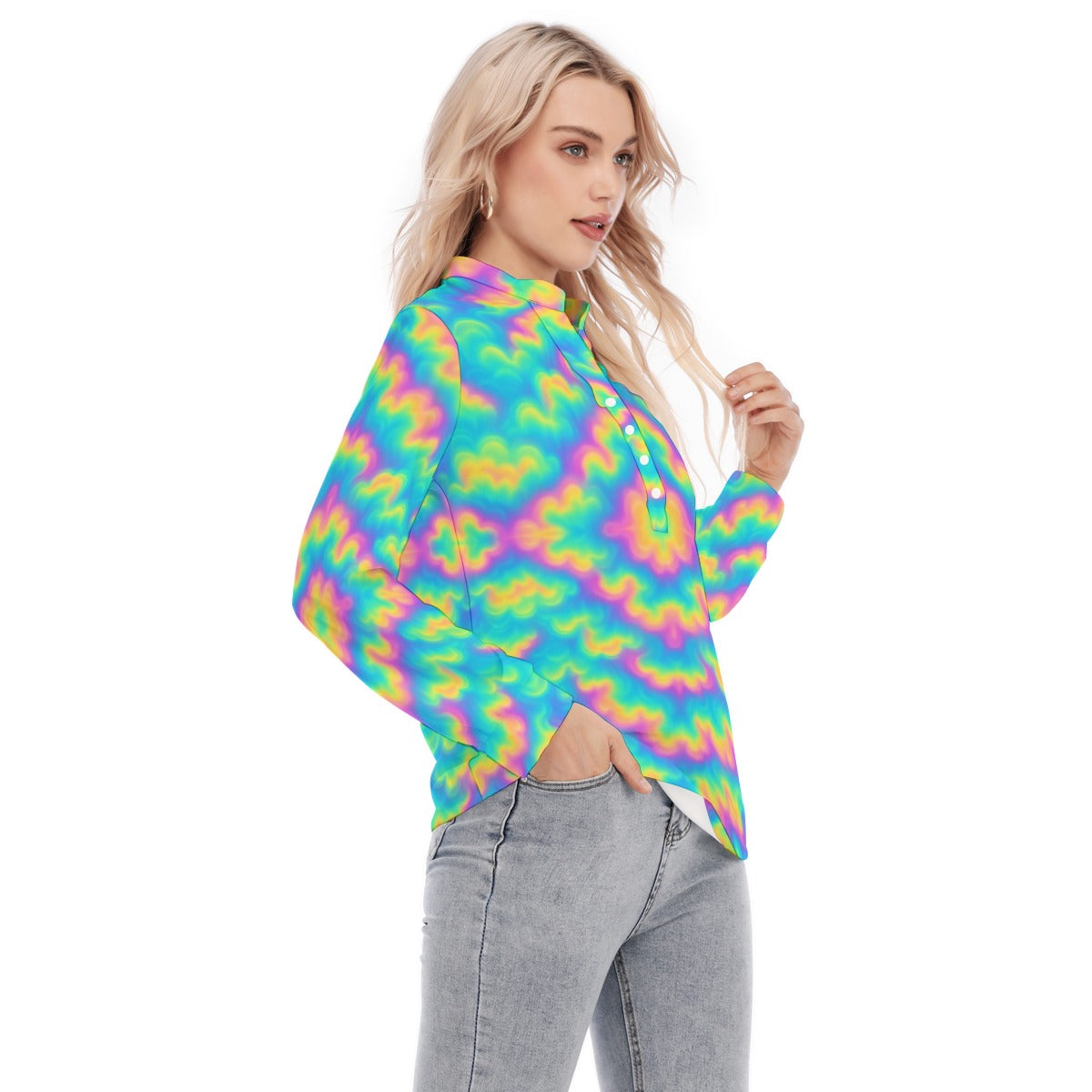 Women's Long Sleeve Blouse With Button Closure