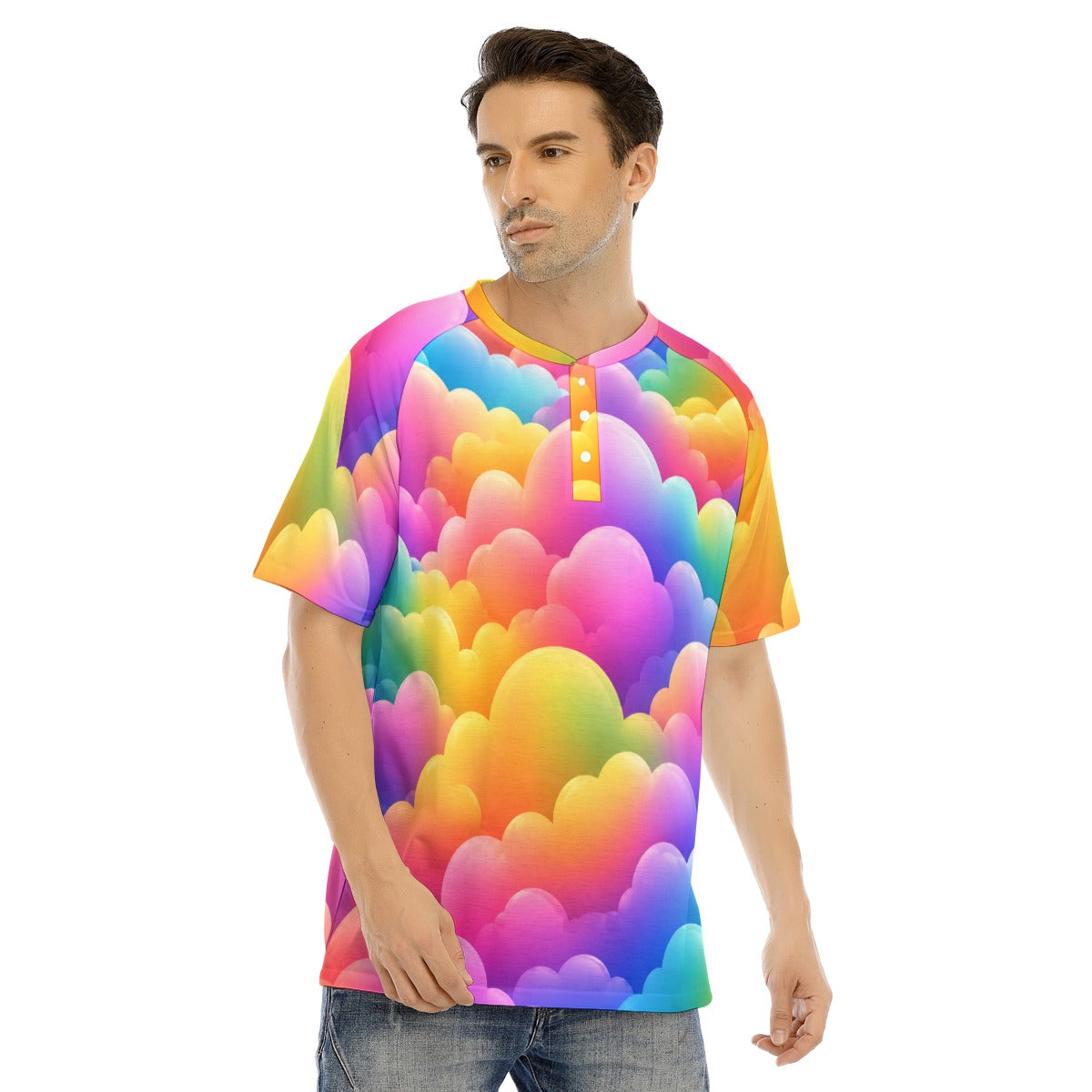 Men's Raglan Sleeve T-shirt With Button Closure