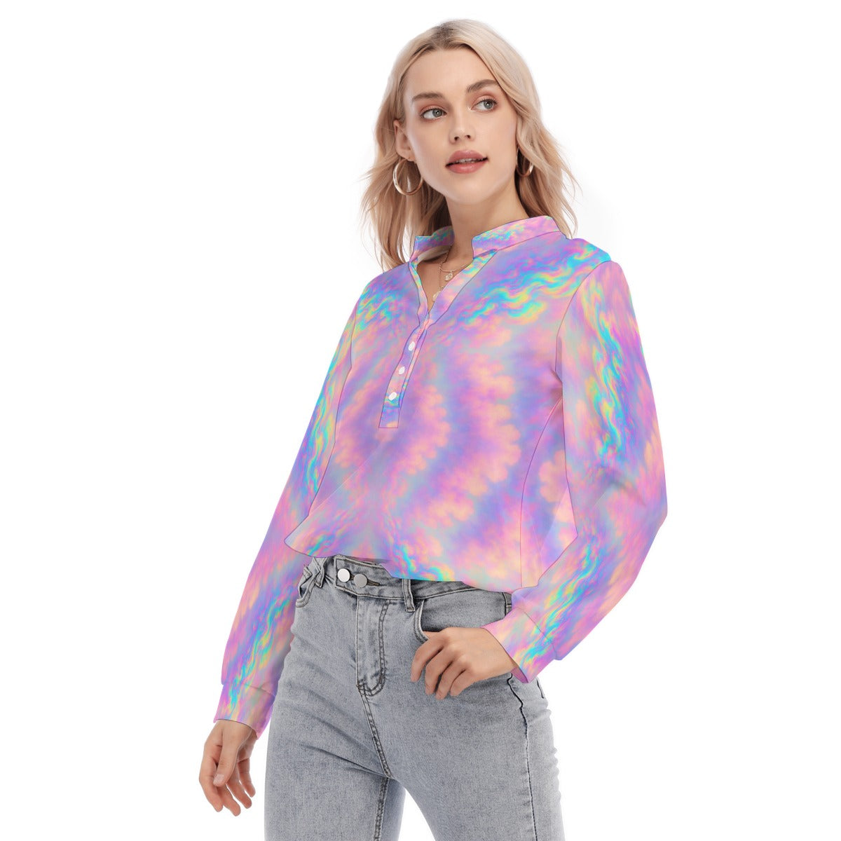 Women's Long Sleeve Blouse With Button Closure