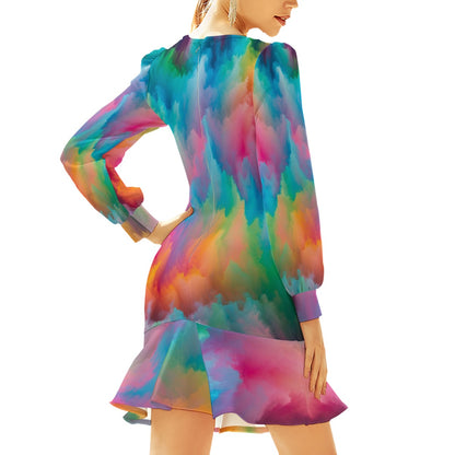 Women's Ruffle Hem Skinny Dress