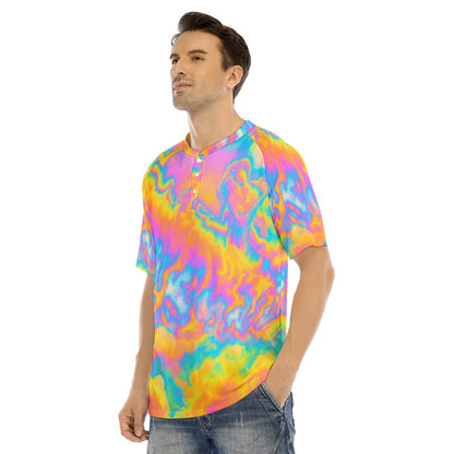 Men's Raglan Sleeve T-shirt With Button Closure