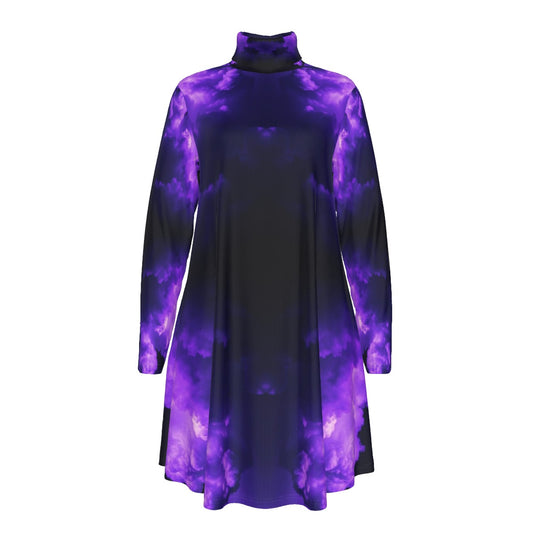 Women's High Neck Dress With Long Sleeve