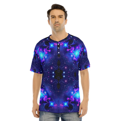 Men's Raglan Sleeve T-shirt With Button Closure
