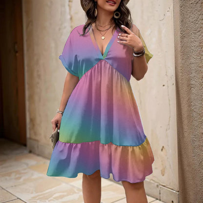 Unisex Women’s Floral V-Neck Short Sleeve Dress