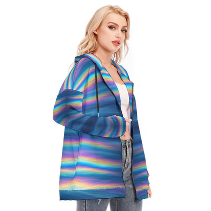 Women's Long Hoodie With Zipper Closure