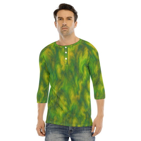 Men's Bracelet Sleeve T-shirt With Button Closure - view 1