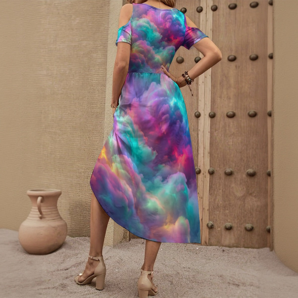 Women's V-neck Off-shoulder Dress