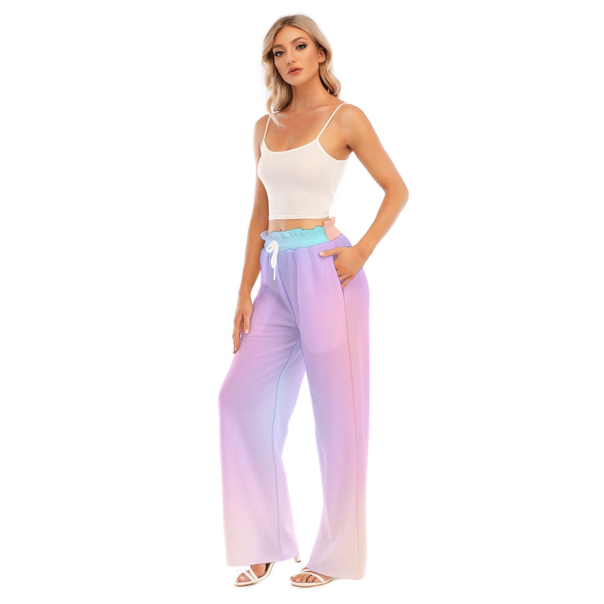 Women's Waist Fungus Edge Wide-leg Pants