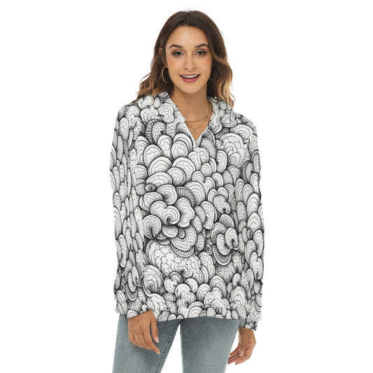 Women's Borg Fleece Hoodie With Half Zip