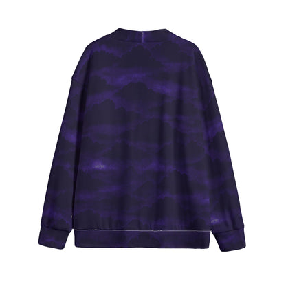 Unisex V-neck Knitted Fleece Cardigan With Button Closure