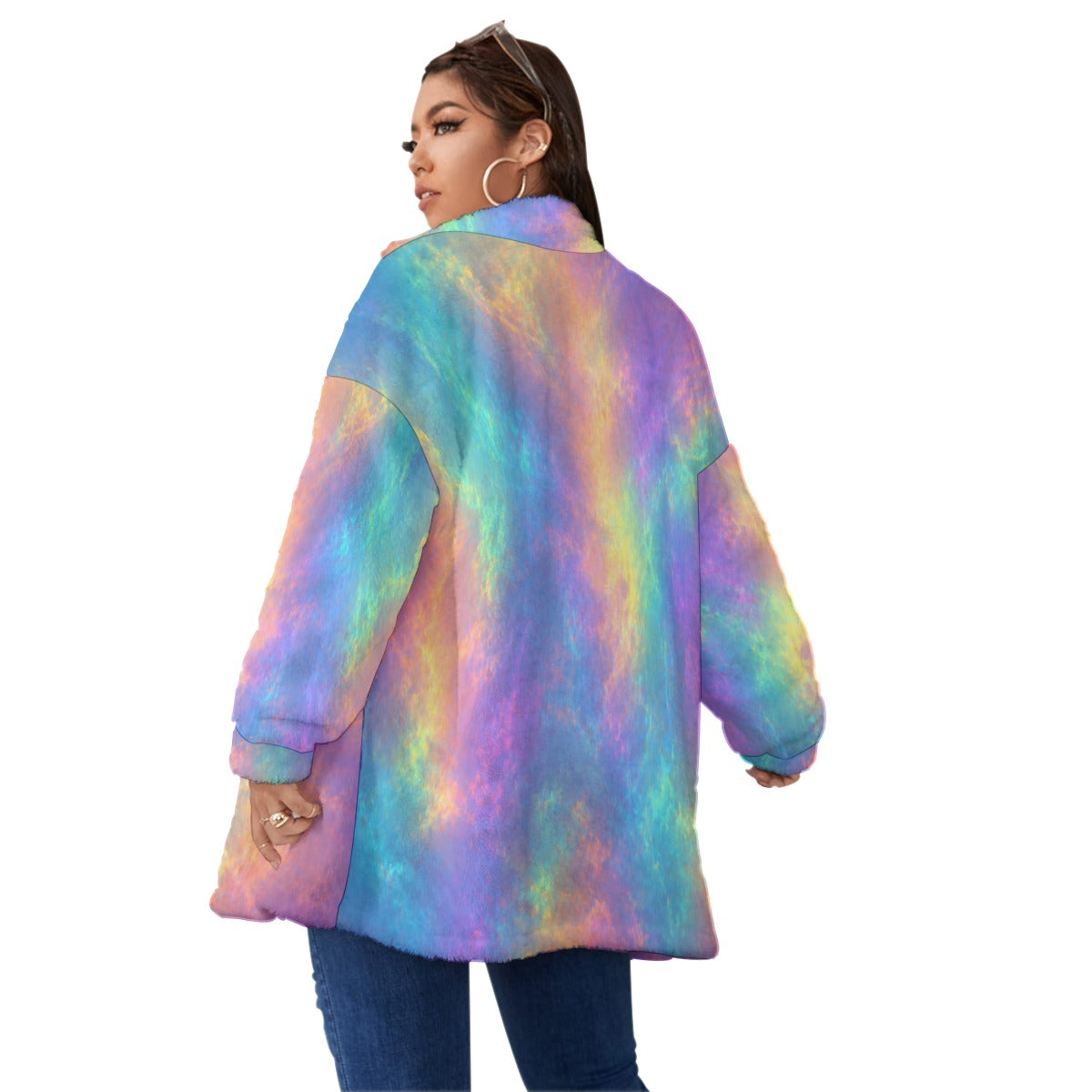 Unisex Borg Fleece Stand-up Collar Coat With Zipper Closure(Plus Size)