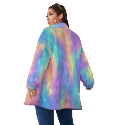 Unisex Borg Fleece Stand-up Collar Coat With Zipper Closure(Plus Size)