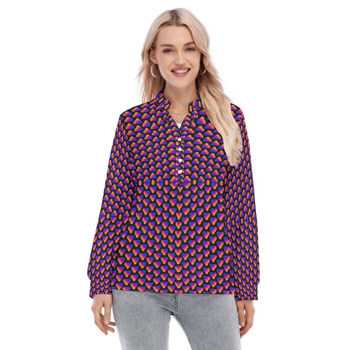 Women's Long Sleeve Blouse With Button Closure