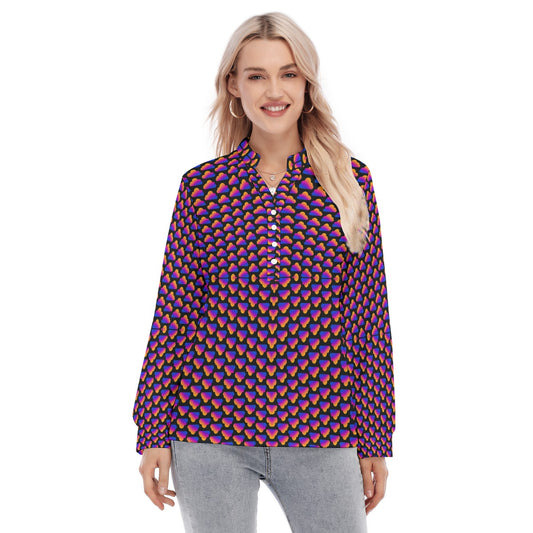 Women's Long Sleeve Blouse With Button Closure