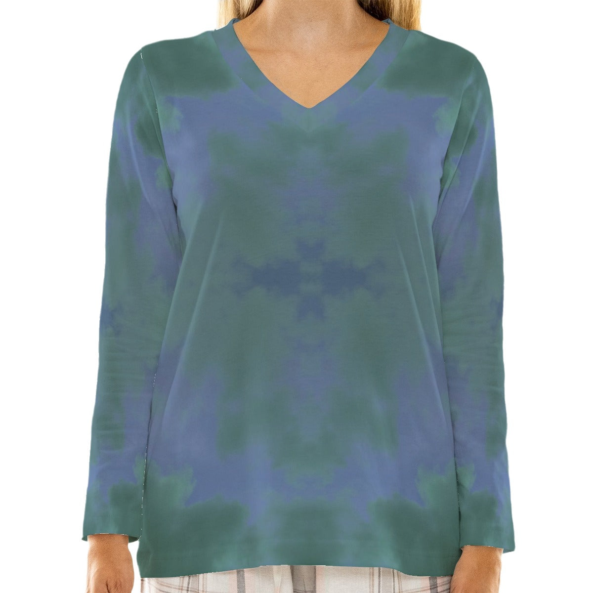 Women's Loose V-Neck T-Shirt With Long Sleeve