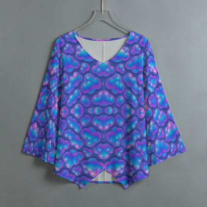 Women's V-neck T-shirt With Irregular Hem