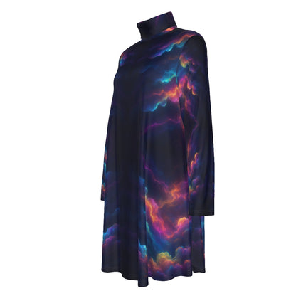 Women's High Neck Dress With Long Sleeve