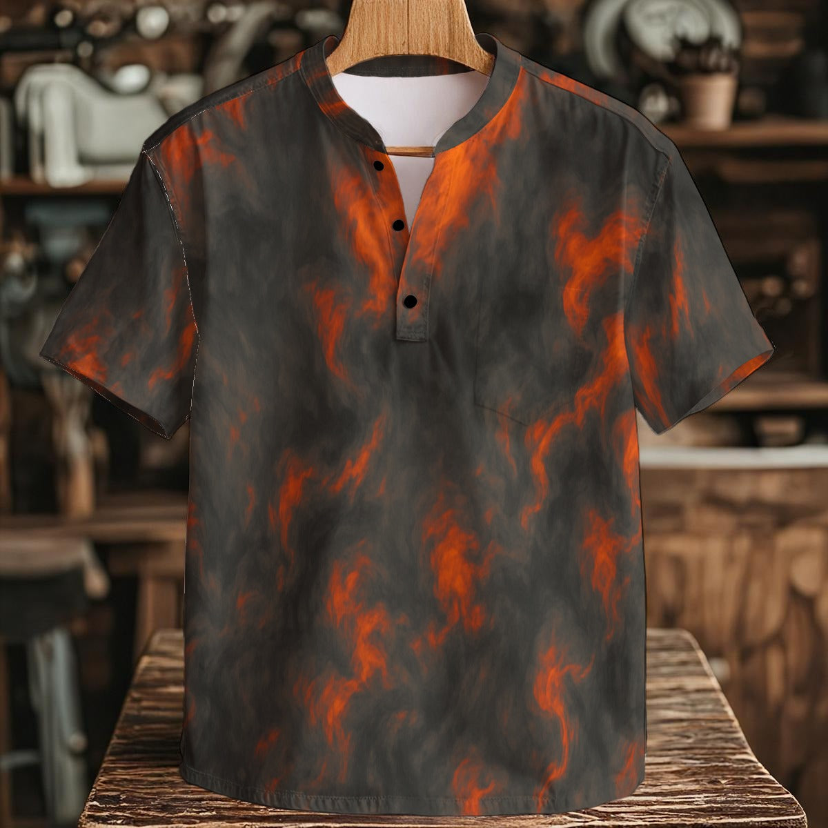 Men's Henley Shirt With Chest Pocket