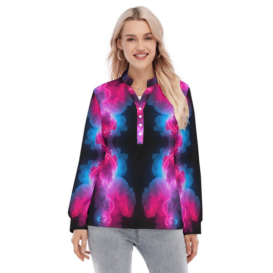 Women's Long Sleeve Blouse With Button Closure