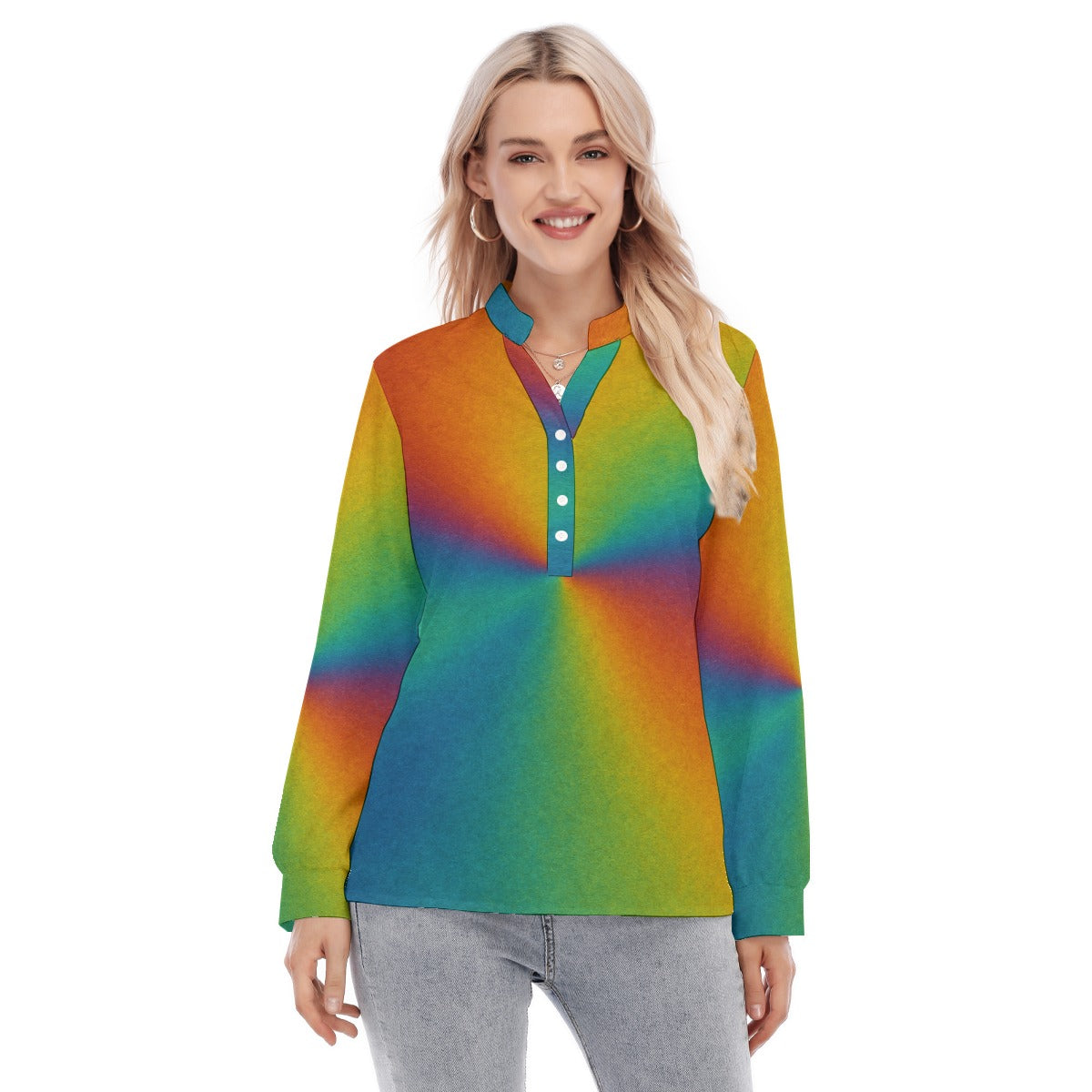 Women's Long Sleeve Blouse With Button Closure