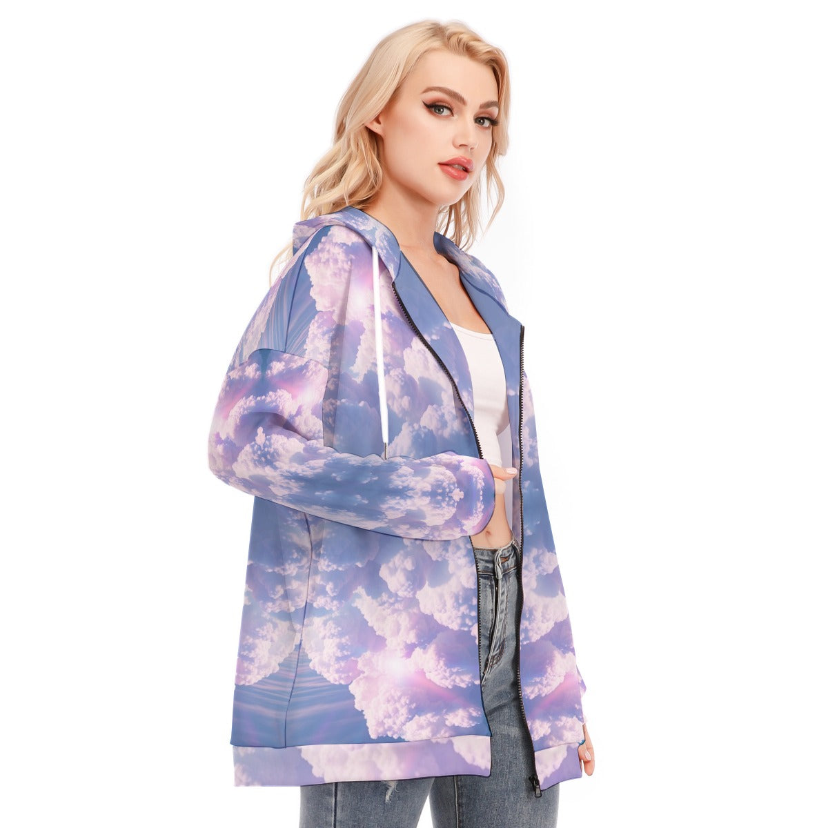 Women's Long Hoodie With Zipper Closure