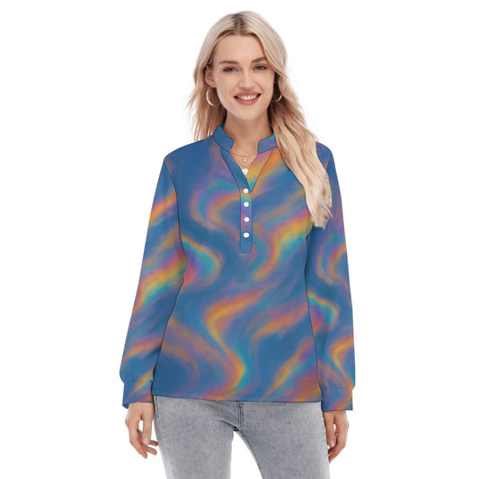 Women's Long Sleeve Blouse With Button Closure