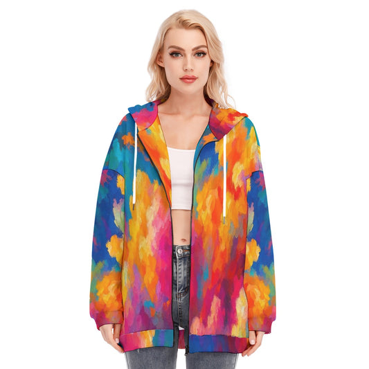 Women's Long Hoodie With Zipper Closure