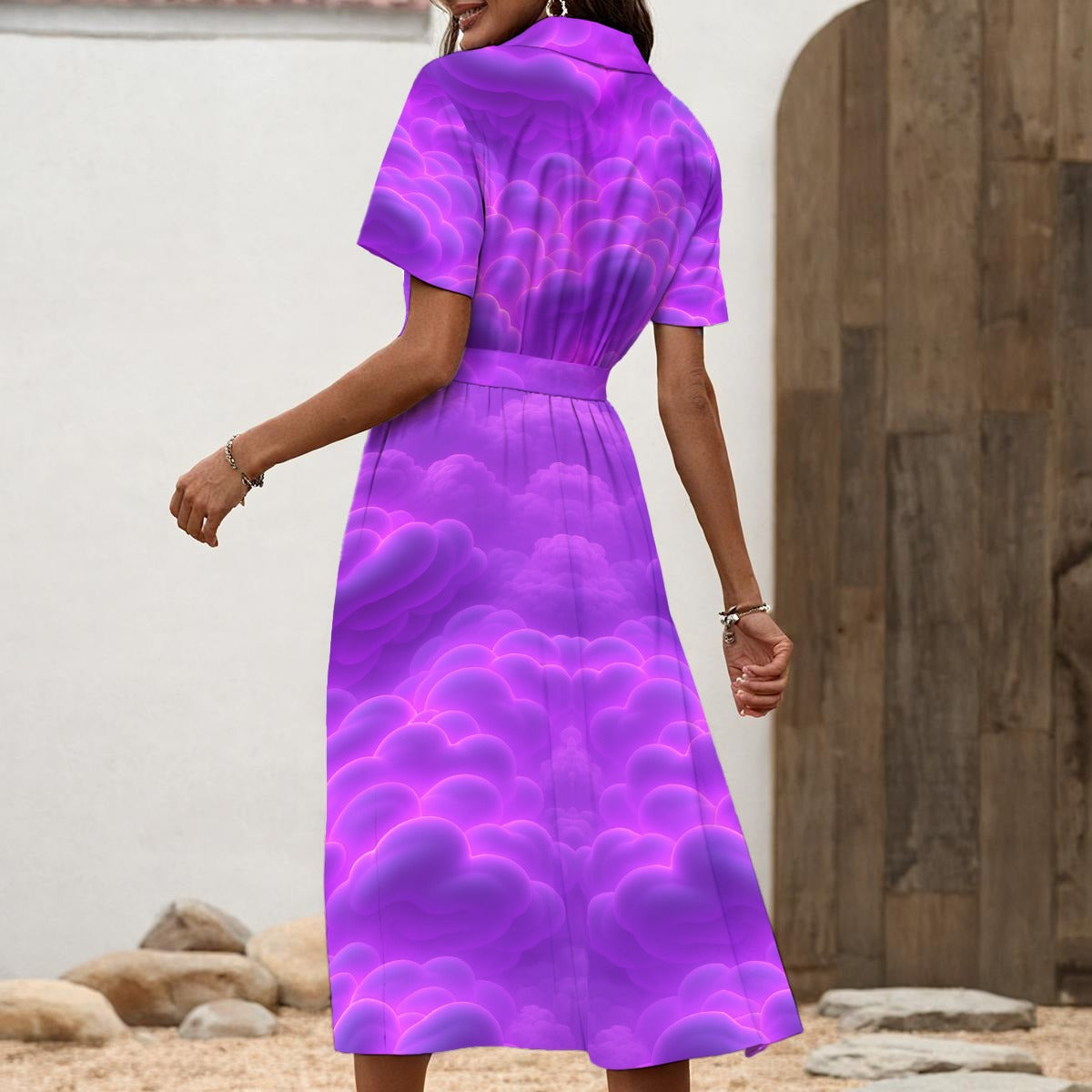 Women's Shirt Dress with Waist Tie