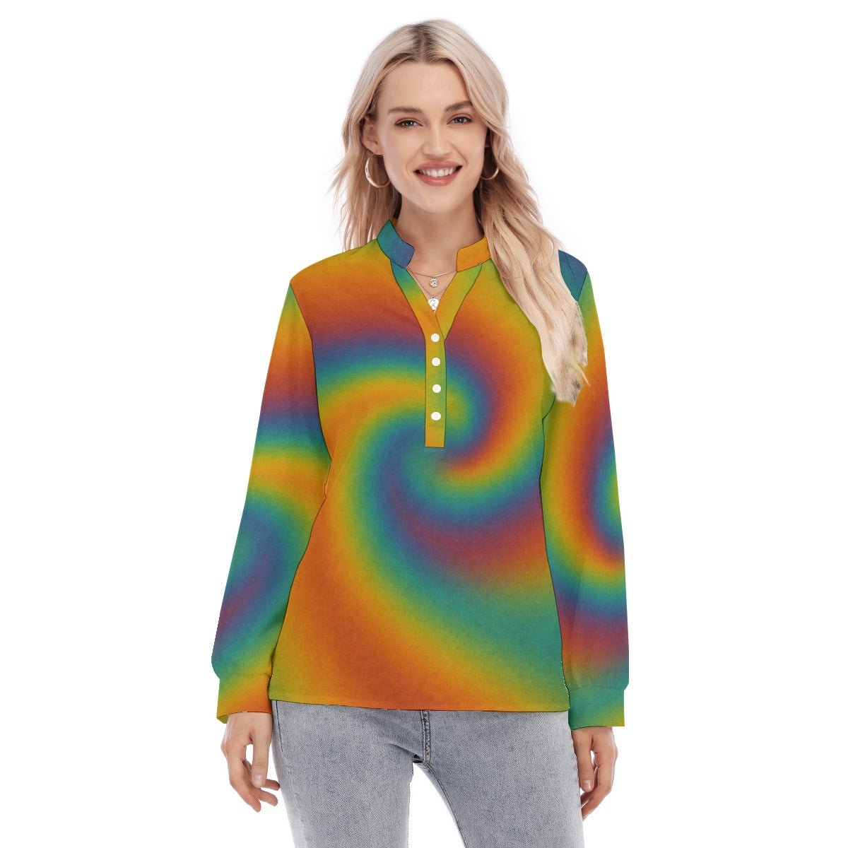 Women's Long Sleeve Blouse With Button Closure