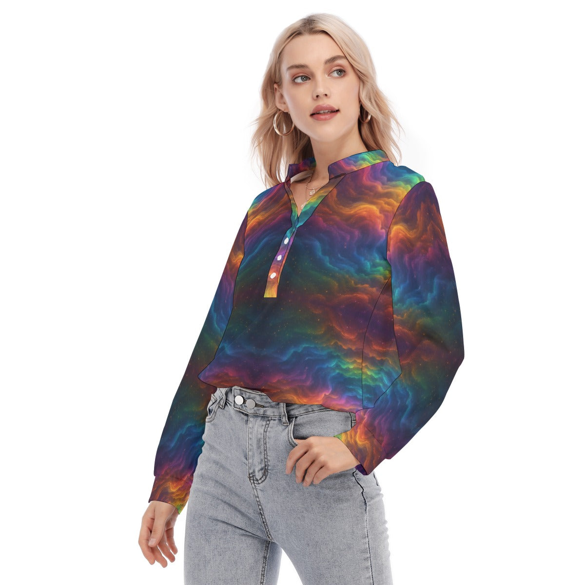 Women's Long Sleeve Blouse With Button Closure