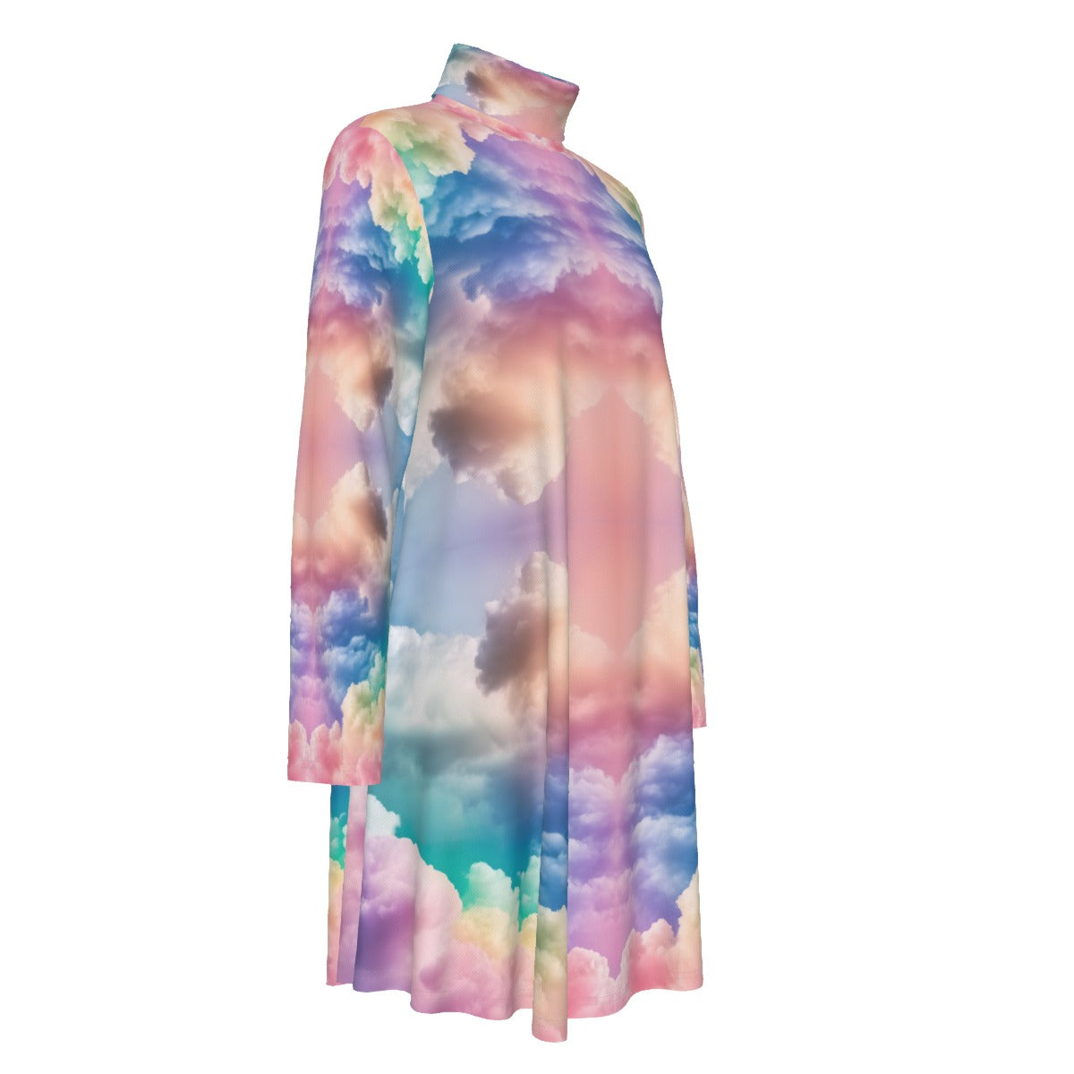 Women's High Neck Dress With Long Sleeve