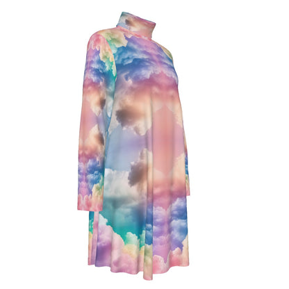 Women's High Neck Dress With Long Sleeve