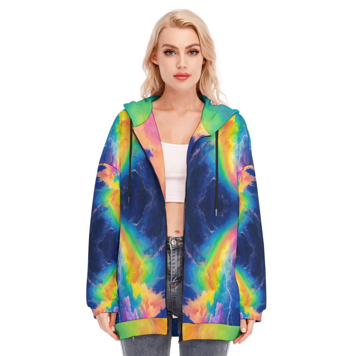 Women's Long Hoodie With Zipper Closure
