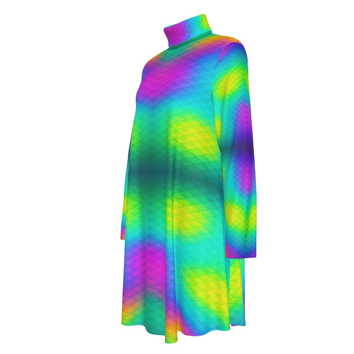 Women's High Neck Dress With Long Sleeve