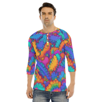 Men's Bracelet Sleeve T-shirt With Button Closure - view 1