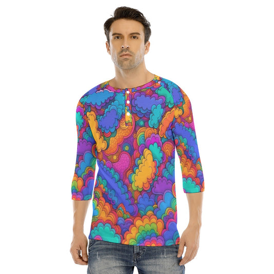 Men's Bracelet Sleeve T-shirt With Button Closure - view 1