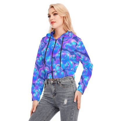 Women's Crop Top Hoodie With Zipper Closure