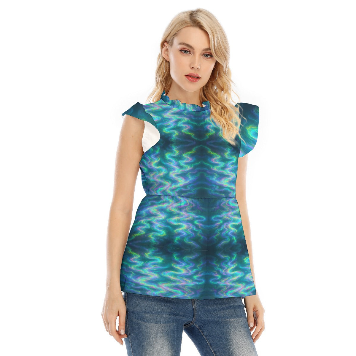 Women's Blouse With Lotus Leaf Lace