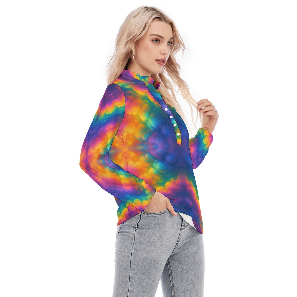 Women's Long Sleeve Blouse With Button Closure