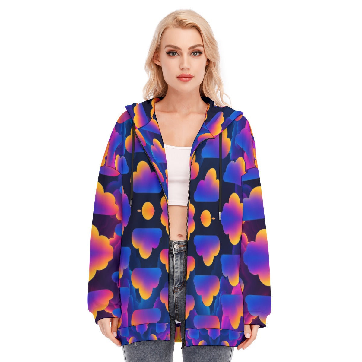 Women's Long Hoodie With Zipper Closure