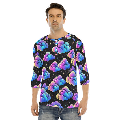 Men's Bracelet Sleeve T-shirt With Button Closure - view 1