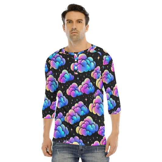 Men's Bracelet Sleeve T-shirt With Button Closure - view 1
