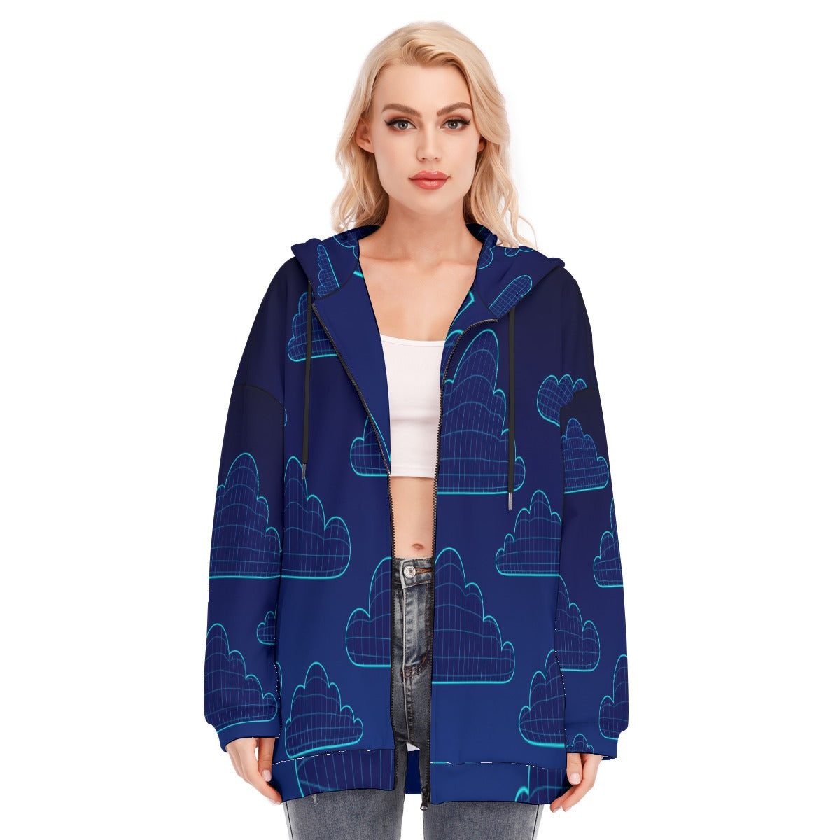 Women's Long Hoodie With Zipper Closure