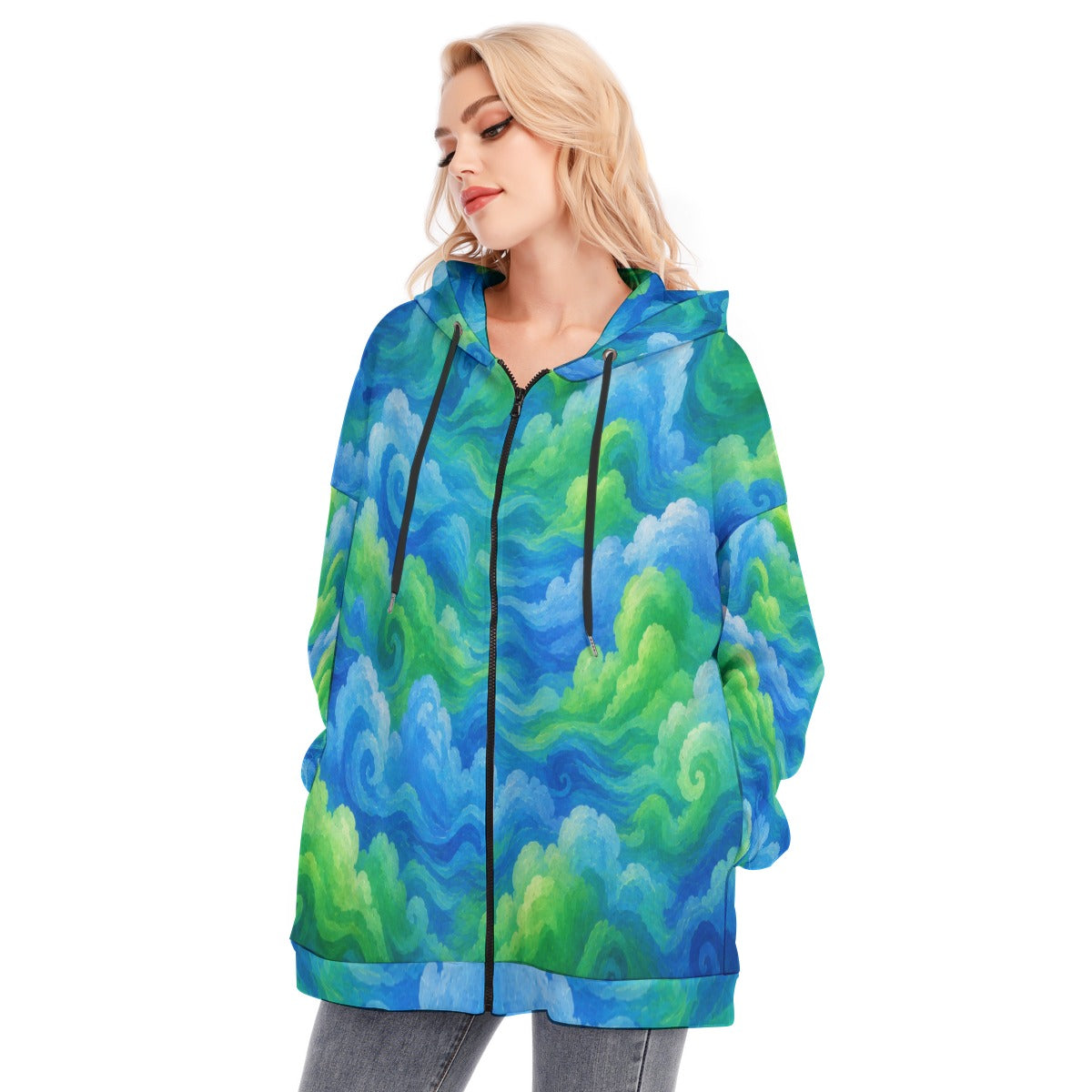Women's Long Hoodie With Zipper Closure